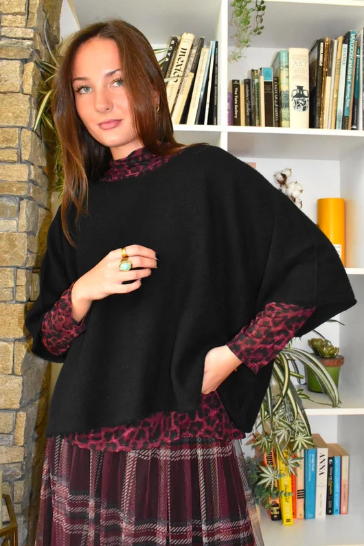 Tiby Cashmere Touch Layering Top Leopard Aubergine
